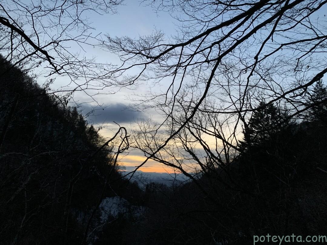 王滝展望台から見える夕焼け