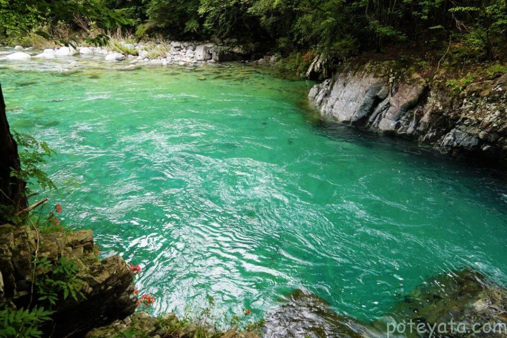 阿寺渓谷の狸ヶ淵の川の様子