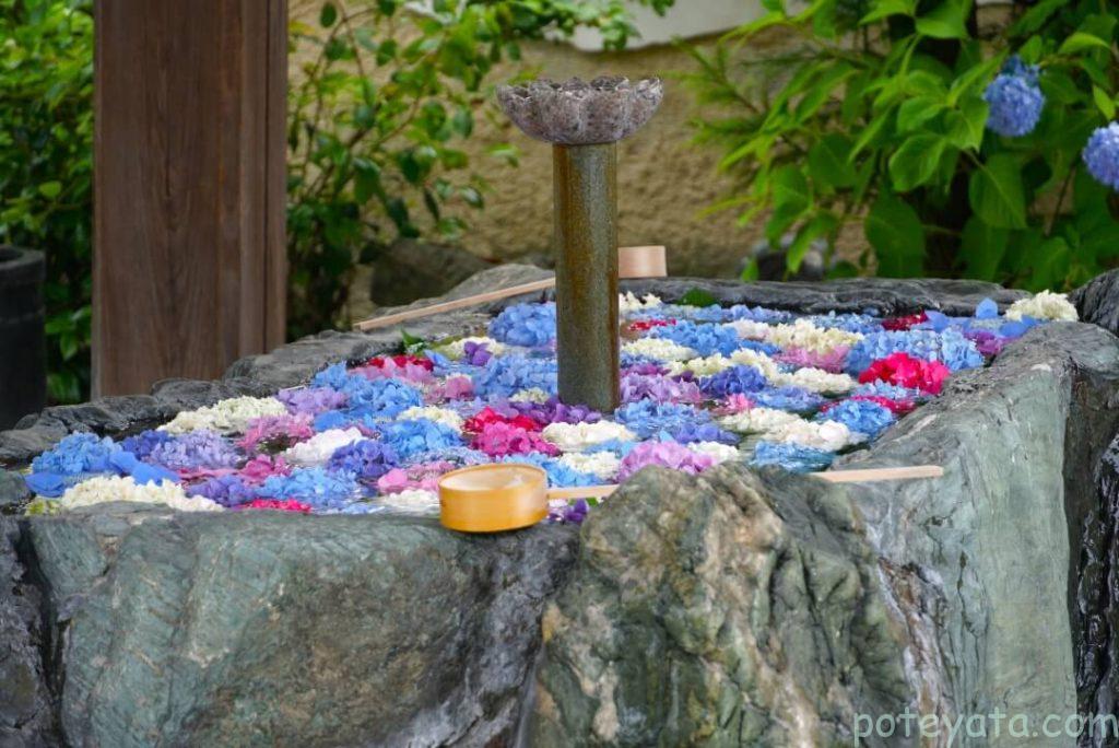 常念寺の花手水の遠景